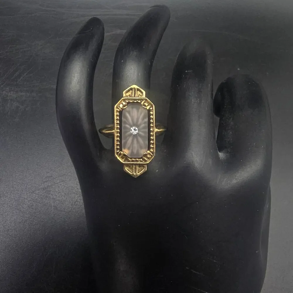 Avon 1977 Frost Lights Ring Size 7.25 Frosted Pink Gold Tone Vintage